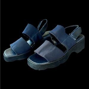 Nine West Canvas Sling Back Chunky Sandal women’s size 7